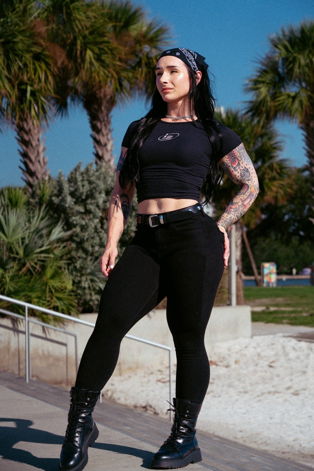 Ruched Bodycon Crop Top in Black
