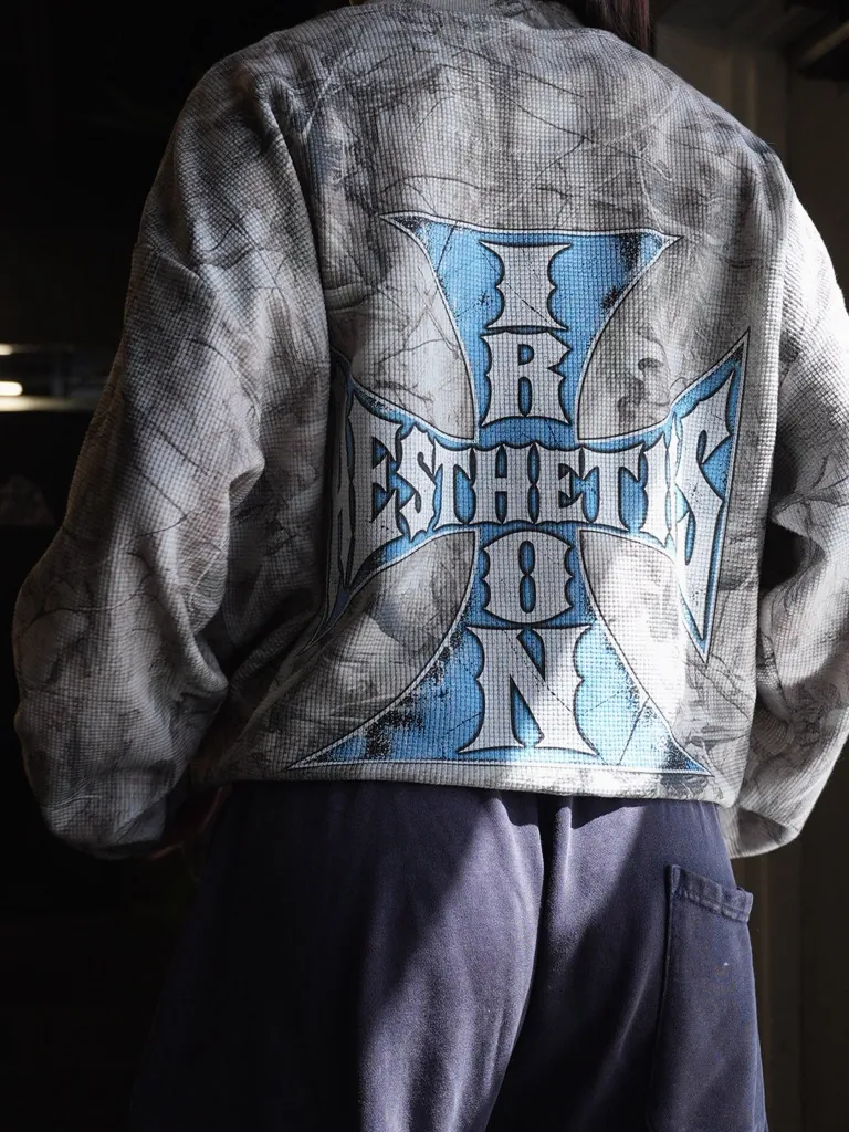 The Blue Cross Long Sleeve from the back, the cross across the shoulders