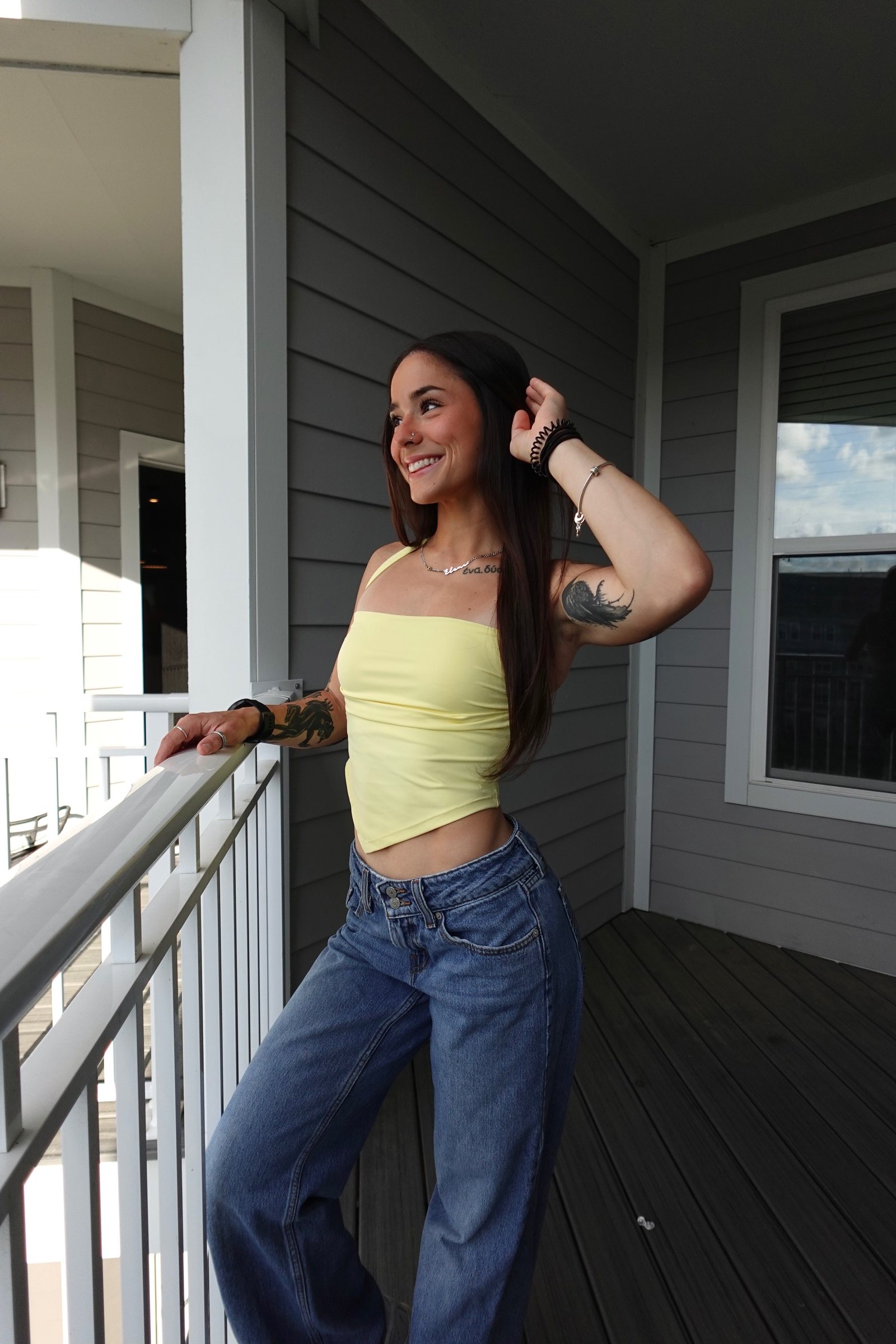 Women's Ruched Halter Neck Yoga Tank — porch